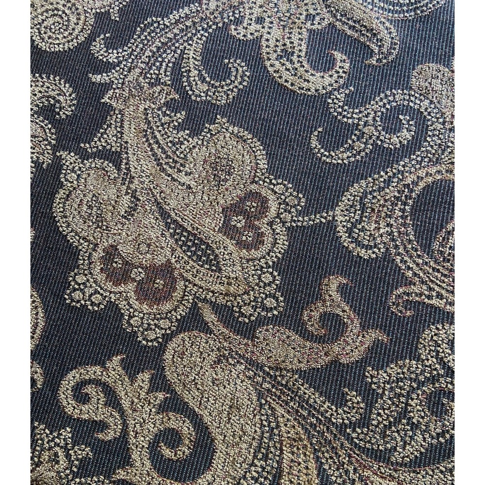 Upholstery Fabric Stylized Flower Scroll Pattern Chenille Black Tan Rust